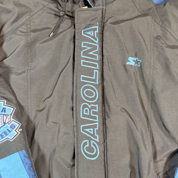 VTG North Carolina Tar Heels Starter Jacket Mens XXL Coat Pro Line Hooded 90s - Picture 3 of 12